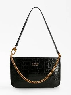 Guess Laukku Katey Croc Mini Top Zip Shldr Black