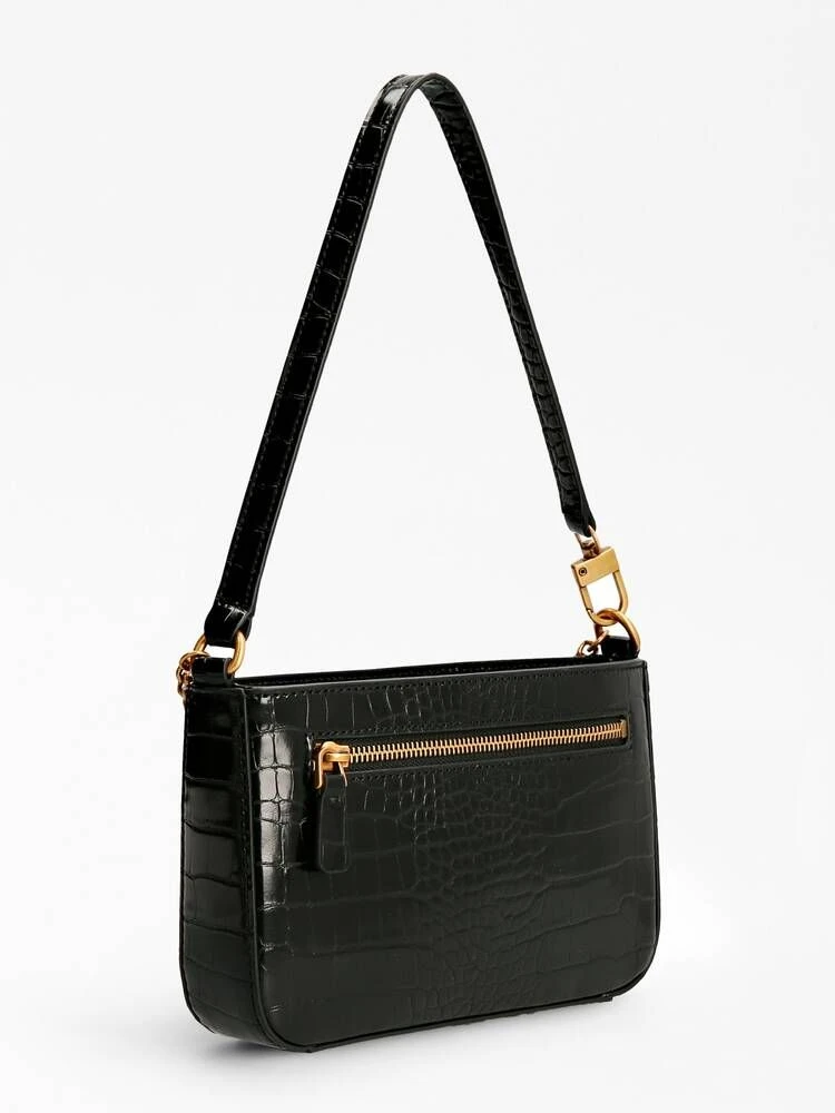 Guess Laukku Katey Croc Mini Top Zip Shldr Black 2 Guess Laukku Katey Croc Mini Top Zip Shldr Black - Image 2